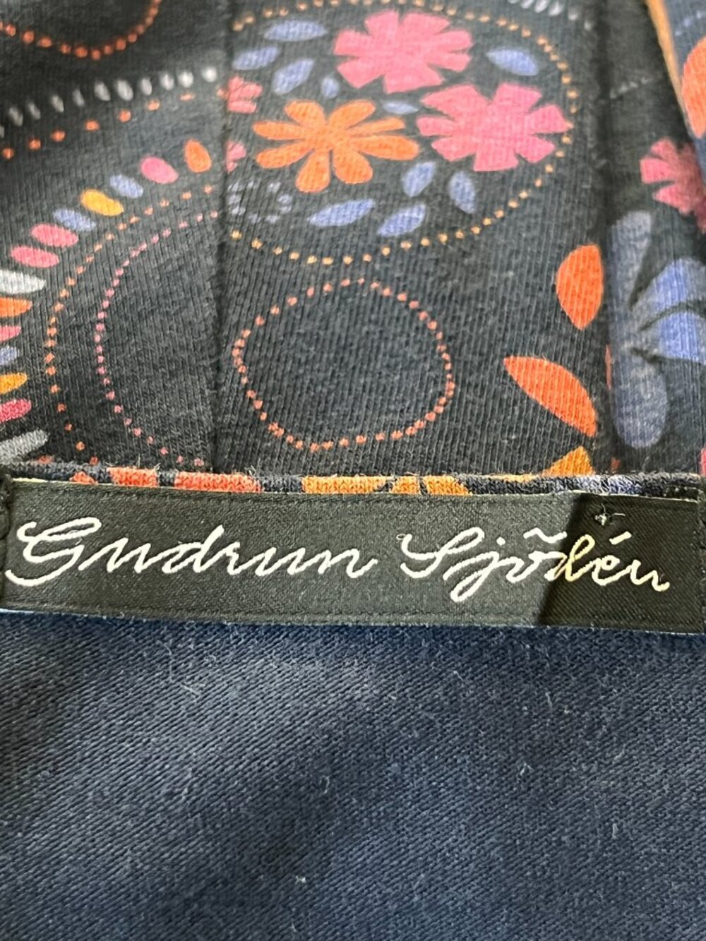GUDRUN SJODEN KNIT COTTAGECORE LAGENLOOK LONG SLEEVE FLORAL MIDI DRESS - EUC- XL - Picture 9 of 12